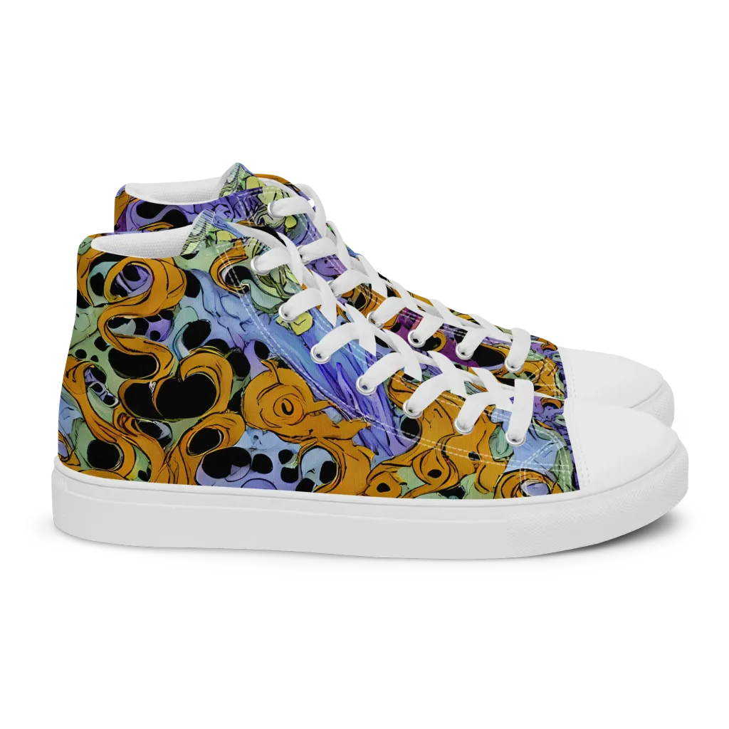 Orange Dreamscape on Women's High Top Canvas Shoes — Right