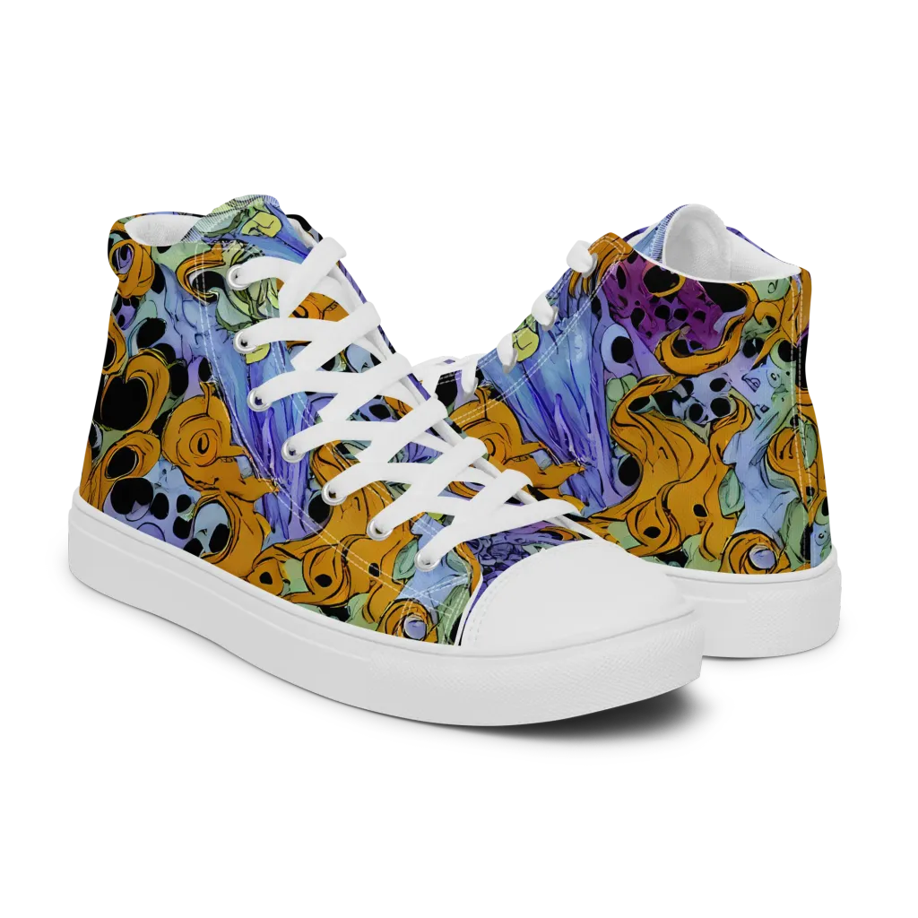 Orange Dreamscape on Women's High Top Canvas Shoes — Right
