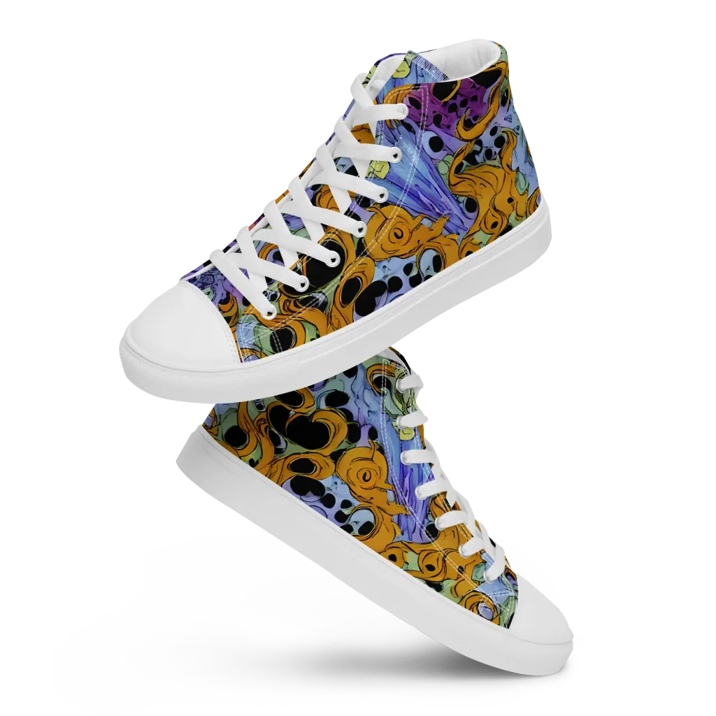 Orange Dreamscape on Women's High Top Canvas Shoes — Front
