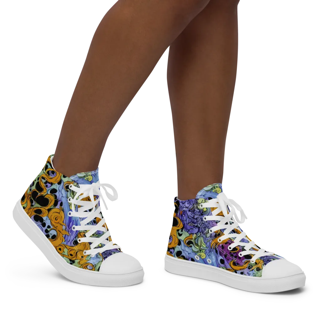 Orange Dreamscape on Women's High Top Canvas Shoes — Right