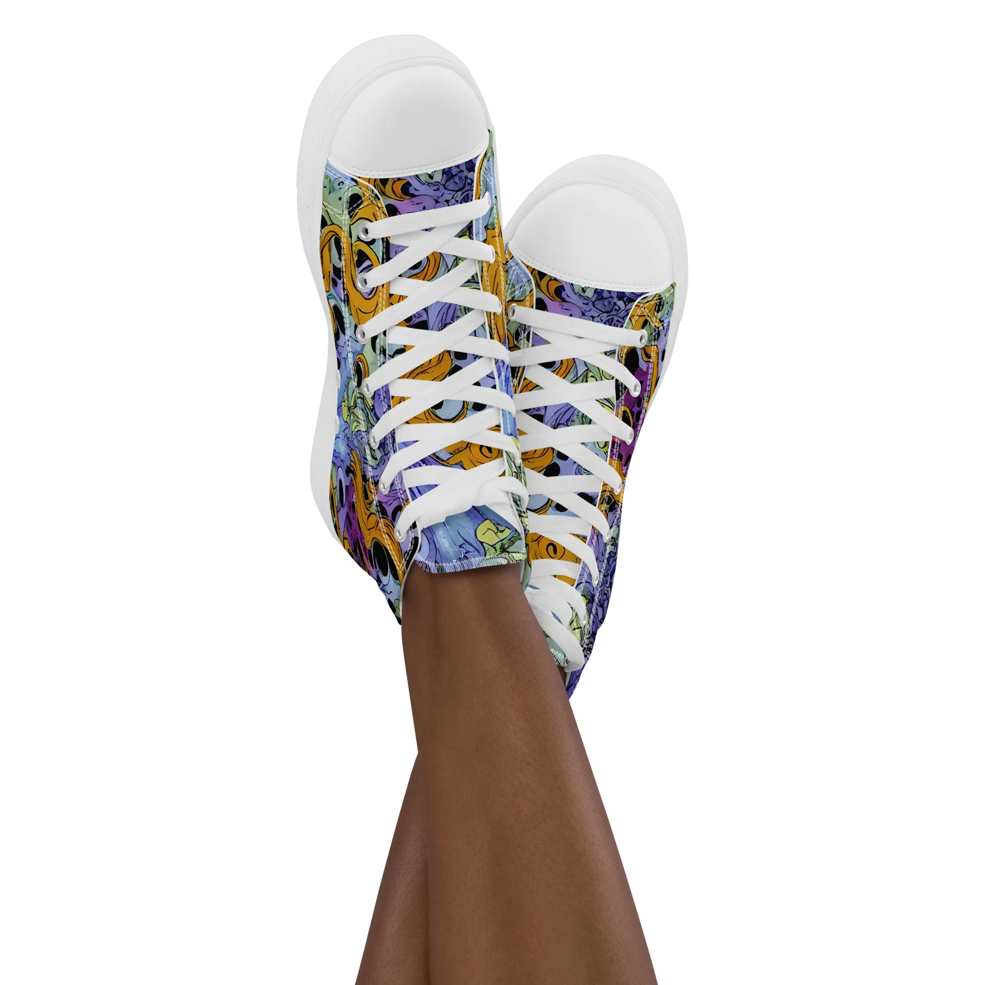 Orange Dreamscape on Women's High Top Canvas Shoes — Front
