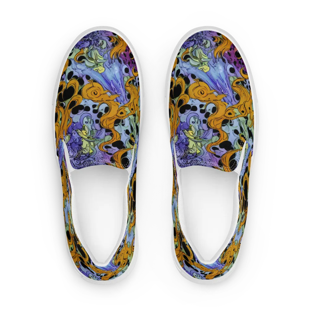 Orange Dreamscape on Men's Slip-On Canvas Shoes — Front