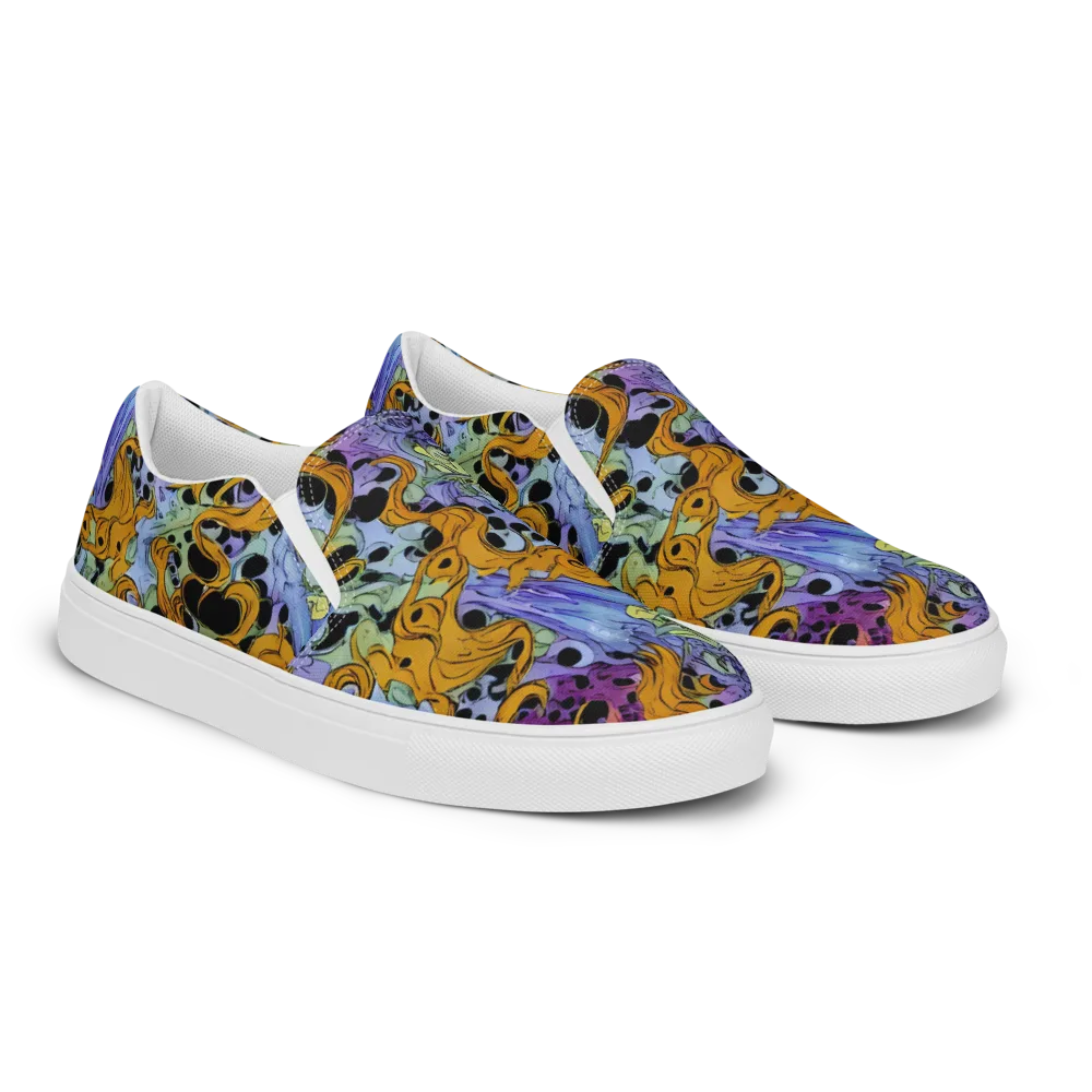 Orange Dreamscape on Men's Slip-On Canvas Shoes — Right Front
