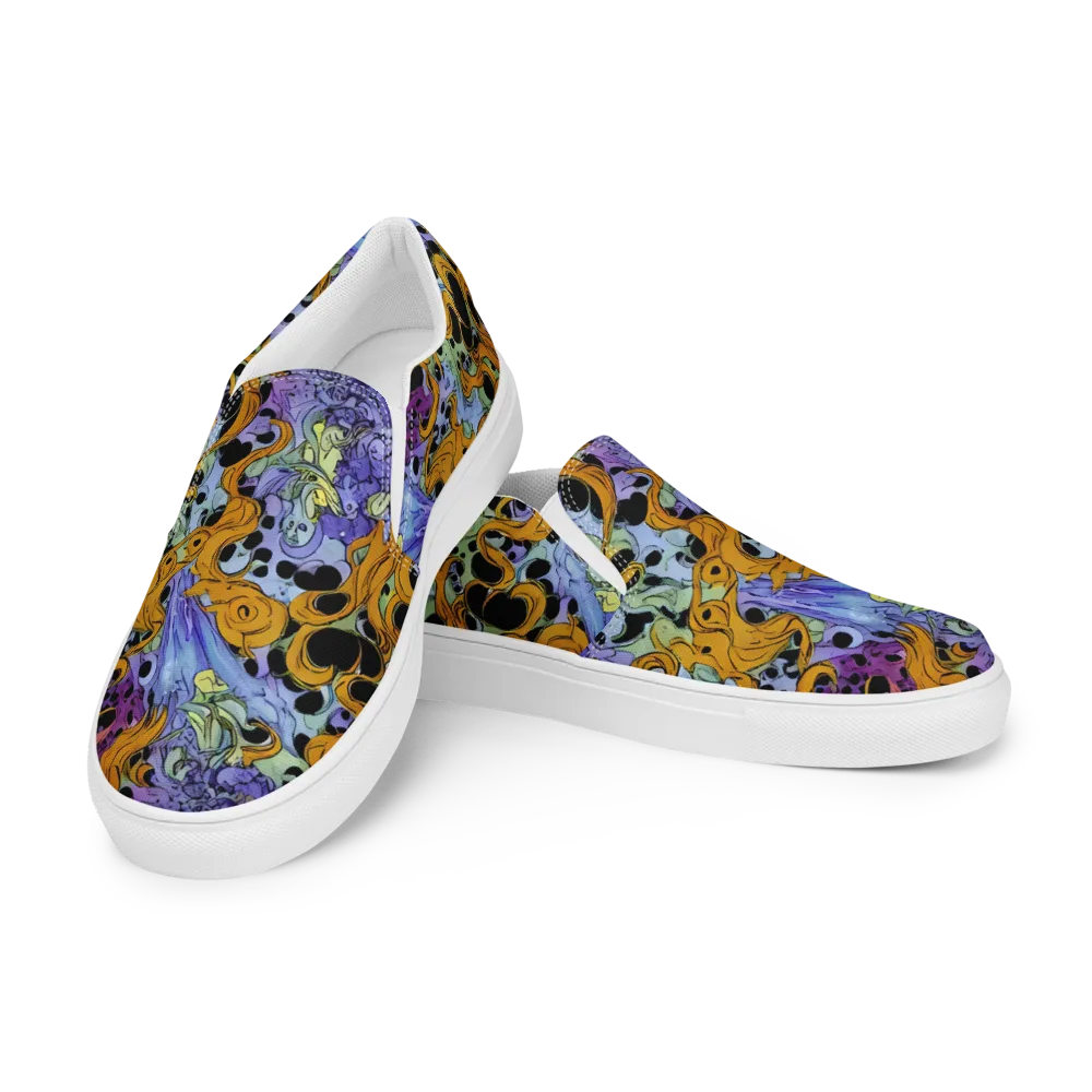 Orange Dreamscape on Men's Slip-On Canvas Shoes — Left Front