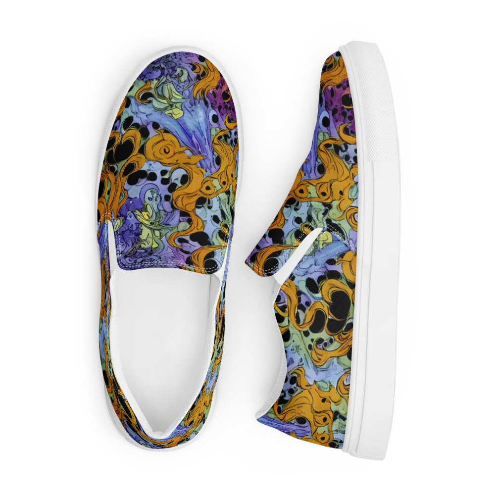 Orange Dreamscape on Men's Slip-On Canvas Shoes — Front