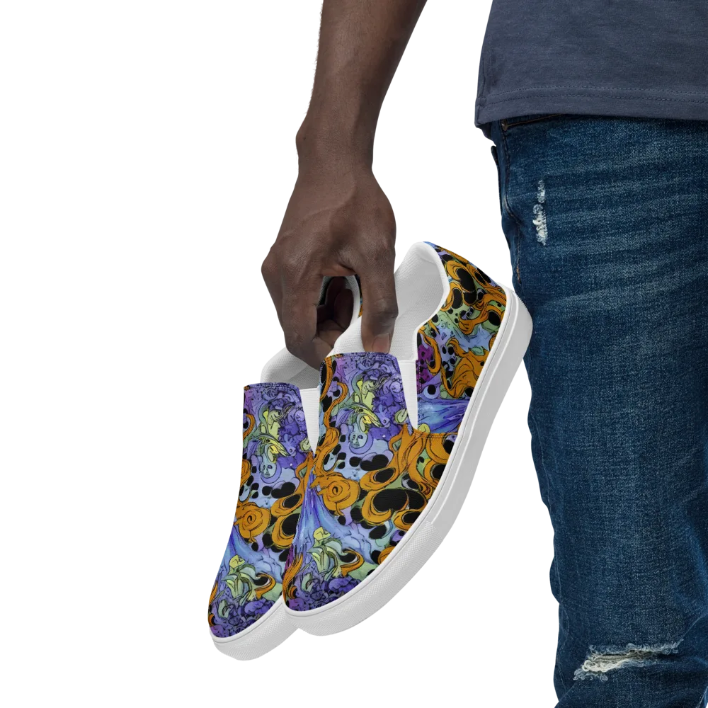 Orange Dreamscape on Men's Slip-On Canvas Shoes — Left Front