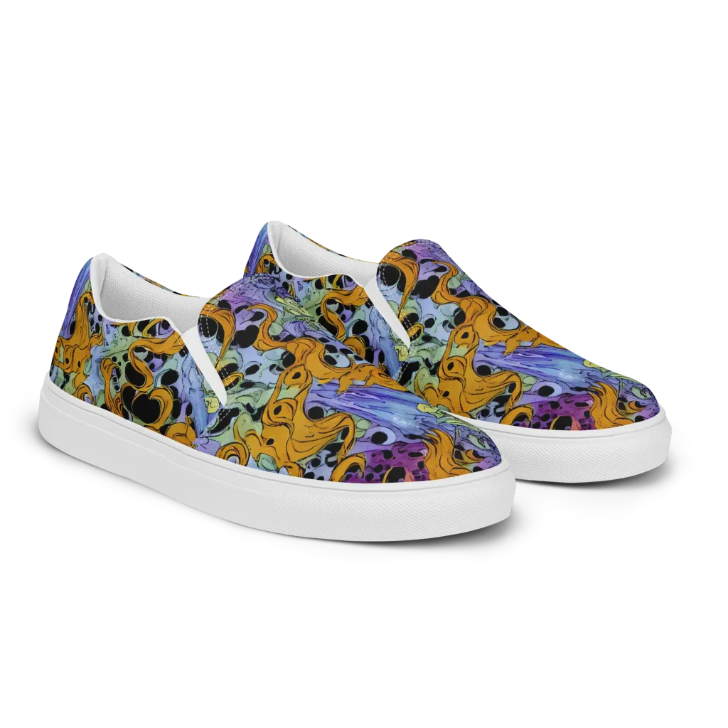 Orange Dreamscape on Women's Slip-On Canvas Shoes — Right Front