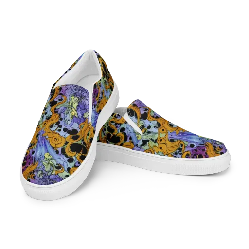 Orange Dreamscape on a Women's Slip-On Canvas Shoes