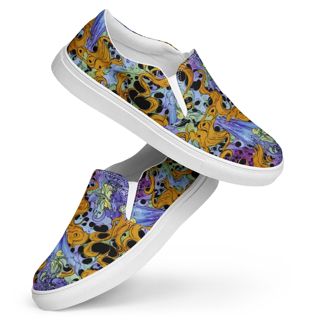 Orange Dreamscape on Women's Slip-On Canvas Shoes — Front