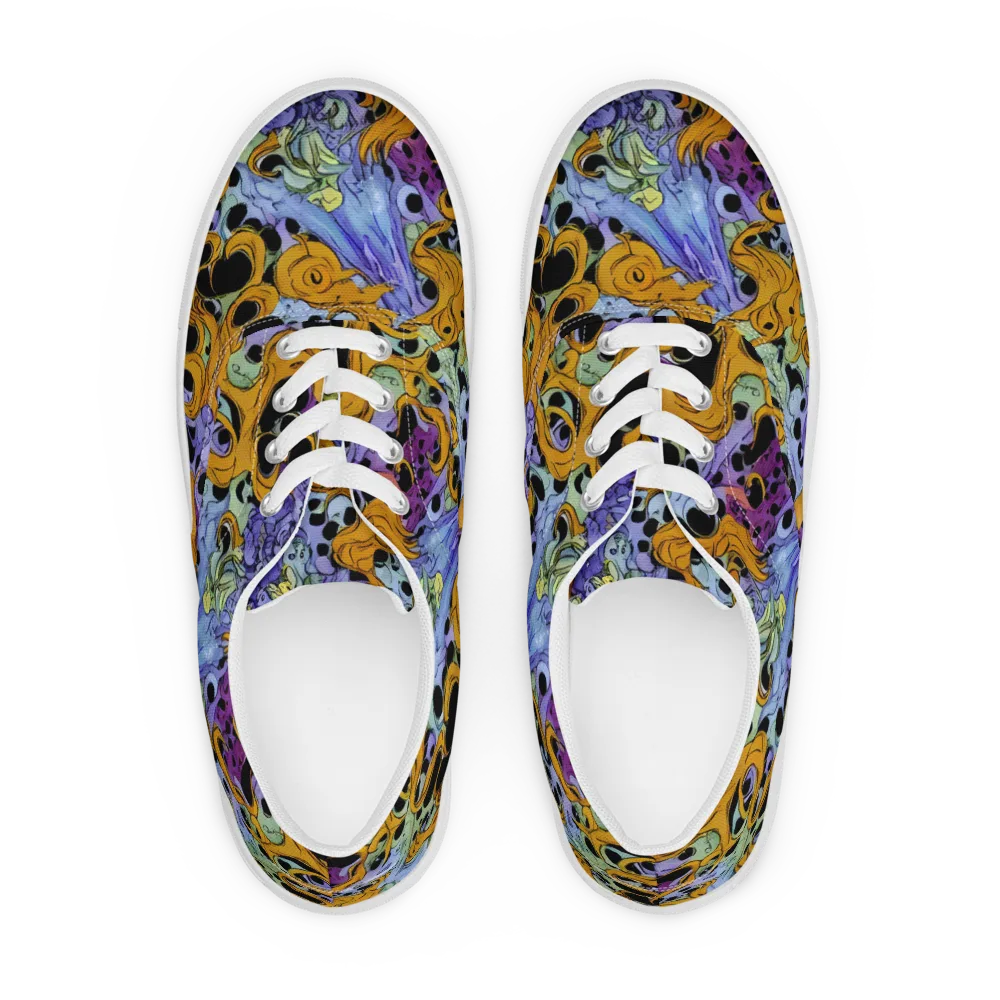 Orange Dreamscape on Men's Lace-Up Canvas Shoes — Front
