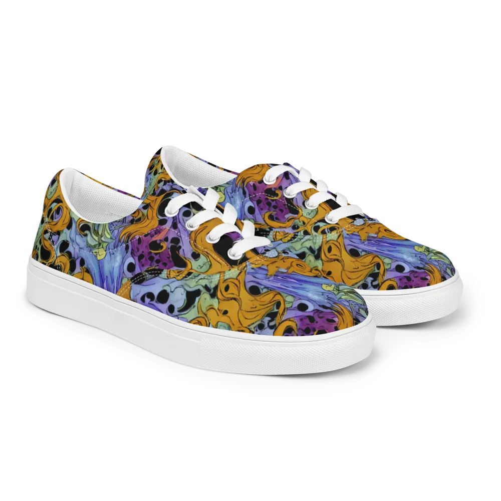 Orange Dreamscape on Men's Lace-Up Canvas Shoes — Right Front