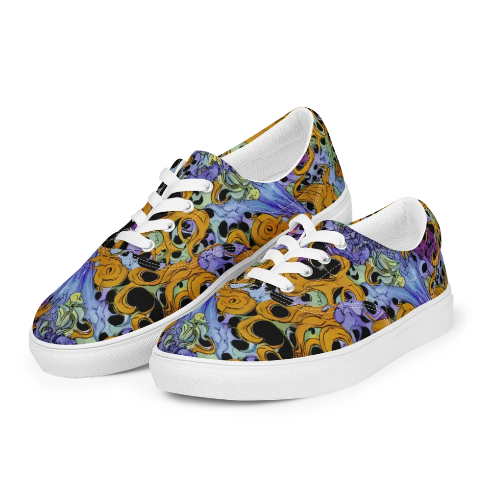Orange Dreamscape on Men's Lace-Up Canvas Shoes — Left Front