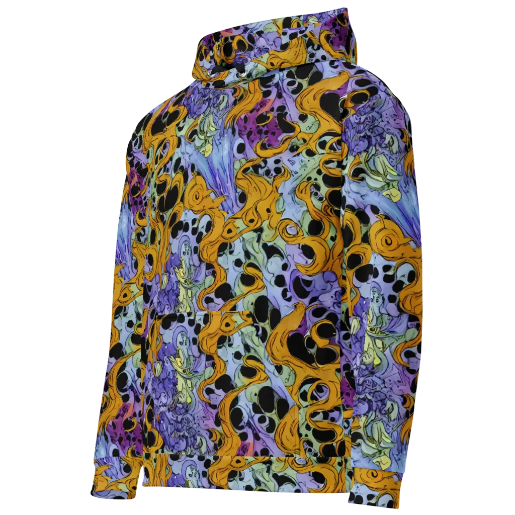Orange Dreamscape on Cotton Hoodie — Left Front
