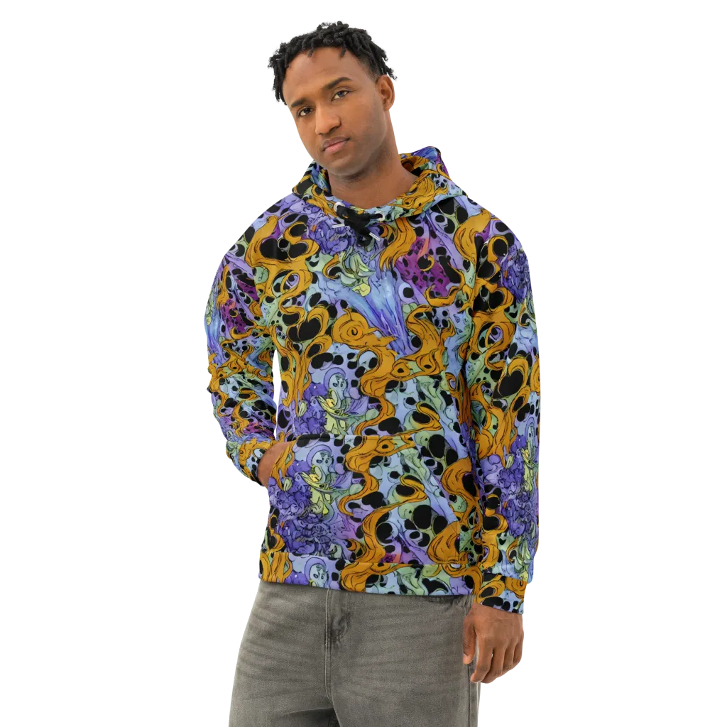 Orange Dreamscape on Cotton Hoodie — Left Front