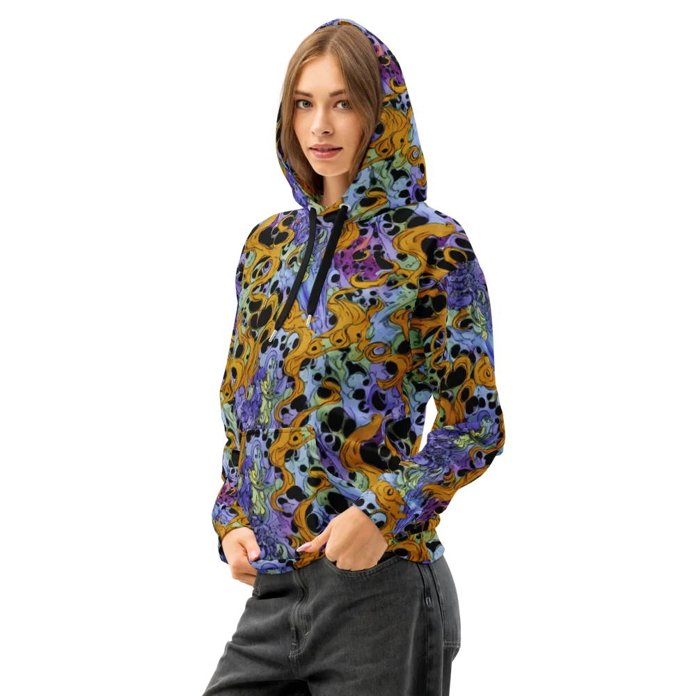 Orange Dreamscape on Cotton Hoodie — Left Front