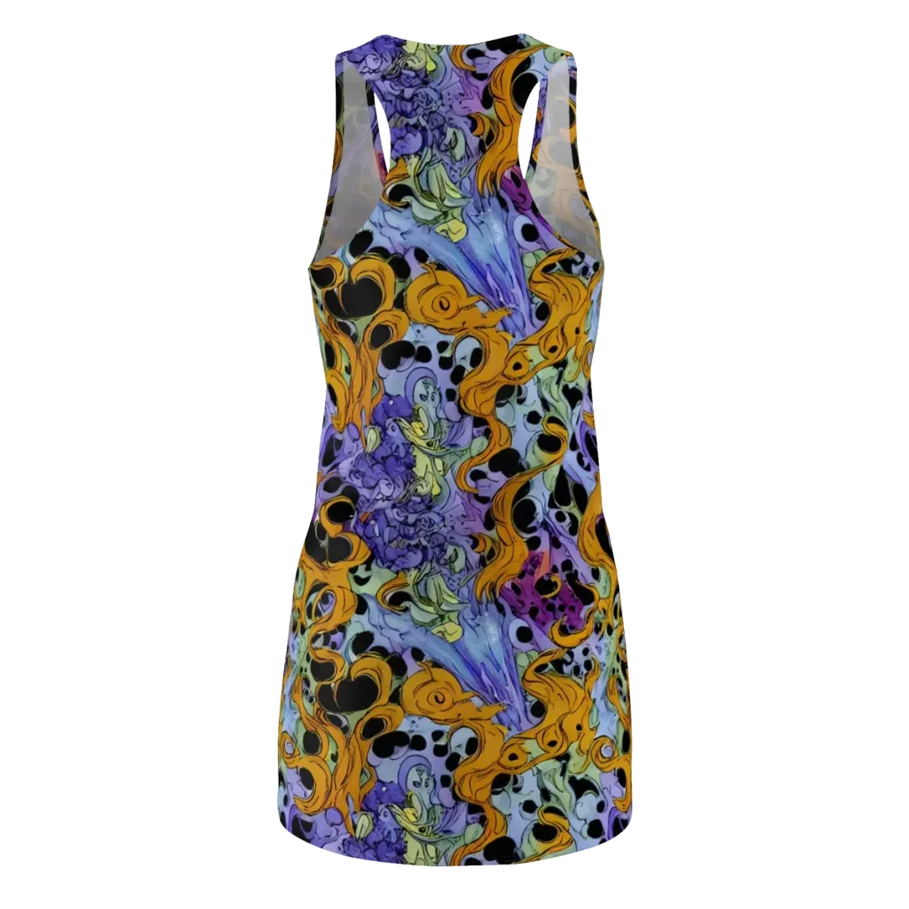 Orange Dreamscape on Racerback Dress — Back