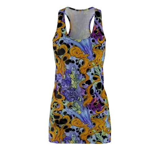 Orange Dreamscape on a Racerback Dress