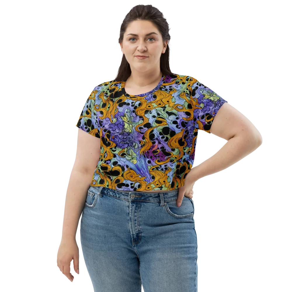 Orange Dreamscape on Crop Tee — Front