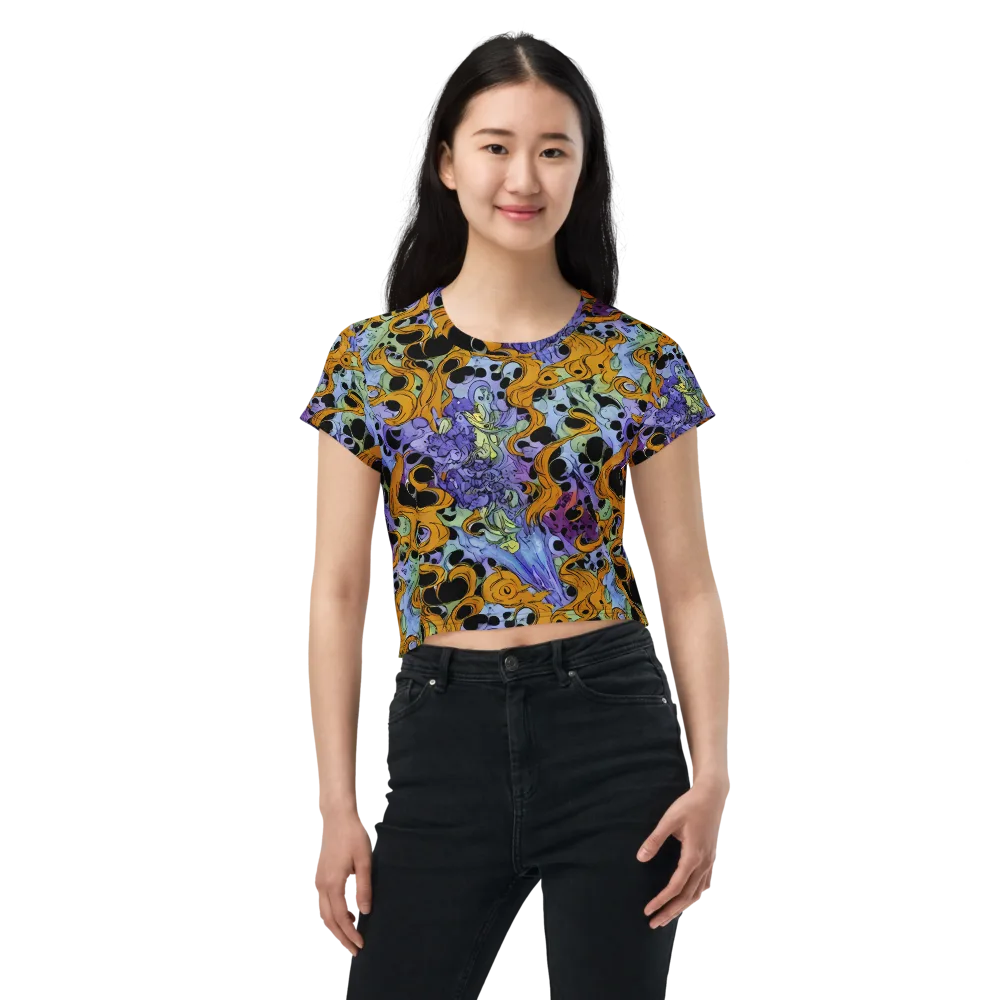 Orange Dreamscape on Crop Tee — Front