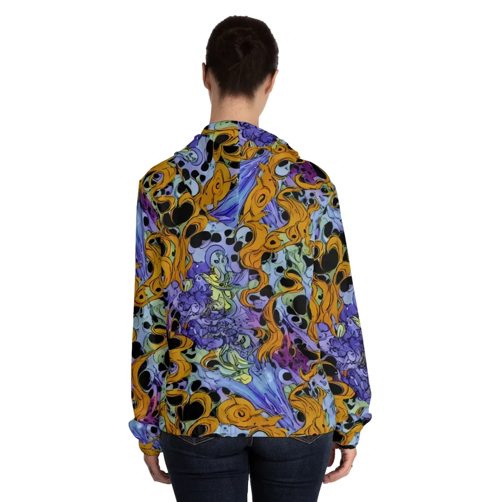 Orange Dreamscape on Women's Full-Zip Hoodie — Back On Person