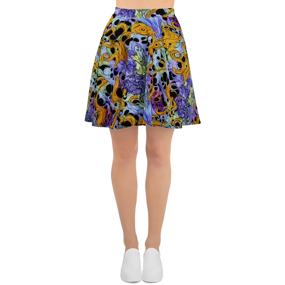 Orange Dreamscape on Skater Skirt — Front