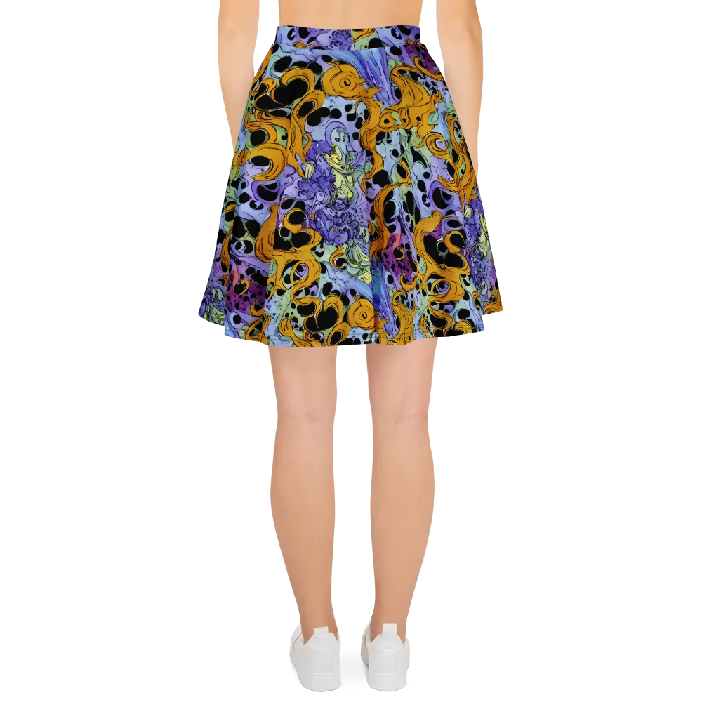 Orange Dreamscape on Skater Skirt — Back