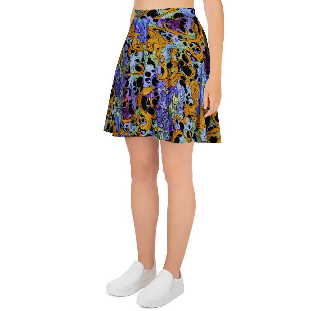 Orange Dreamscape on Skater Skirt — Left