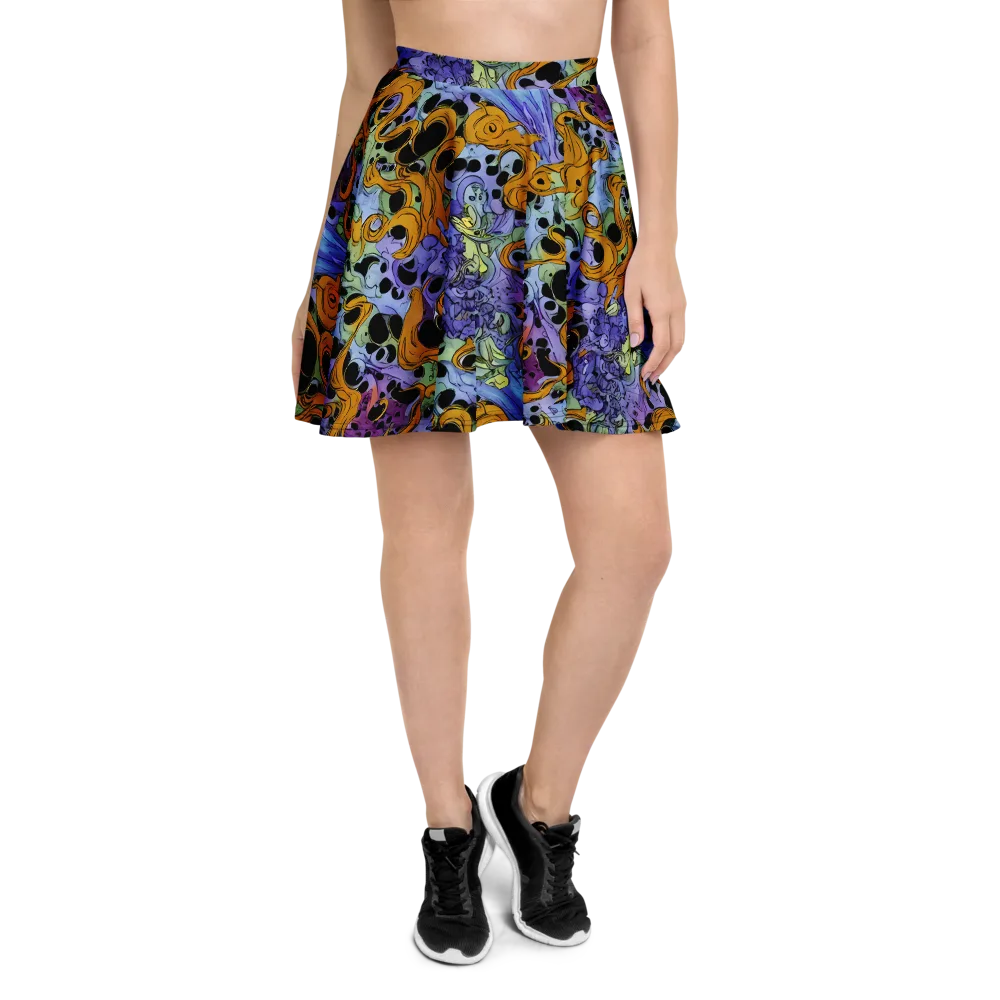 Orange Dreamscape on Skater Skirt — Front