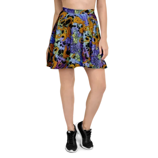 Orange Dreamscape on a Skater Skirt