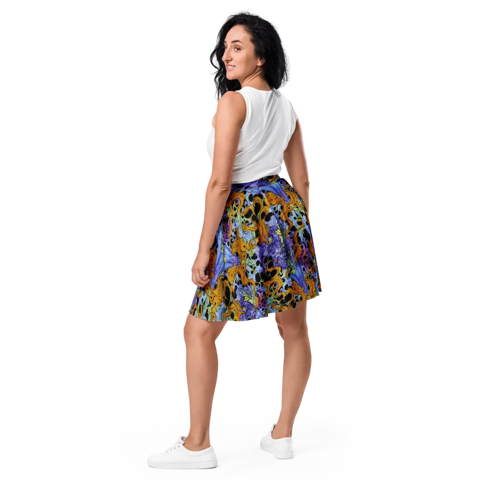 Orange Dreamscape on Skater Skirt — Back