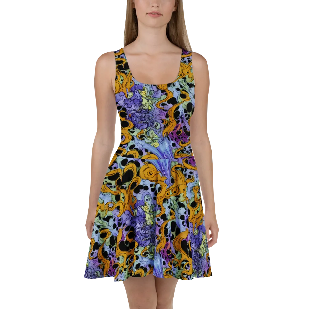 Orange Dreamscape on Skater Dress — Front