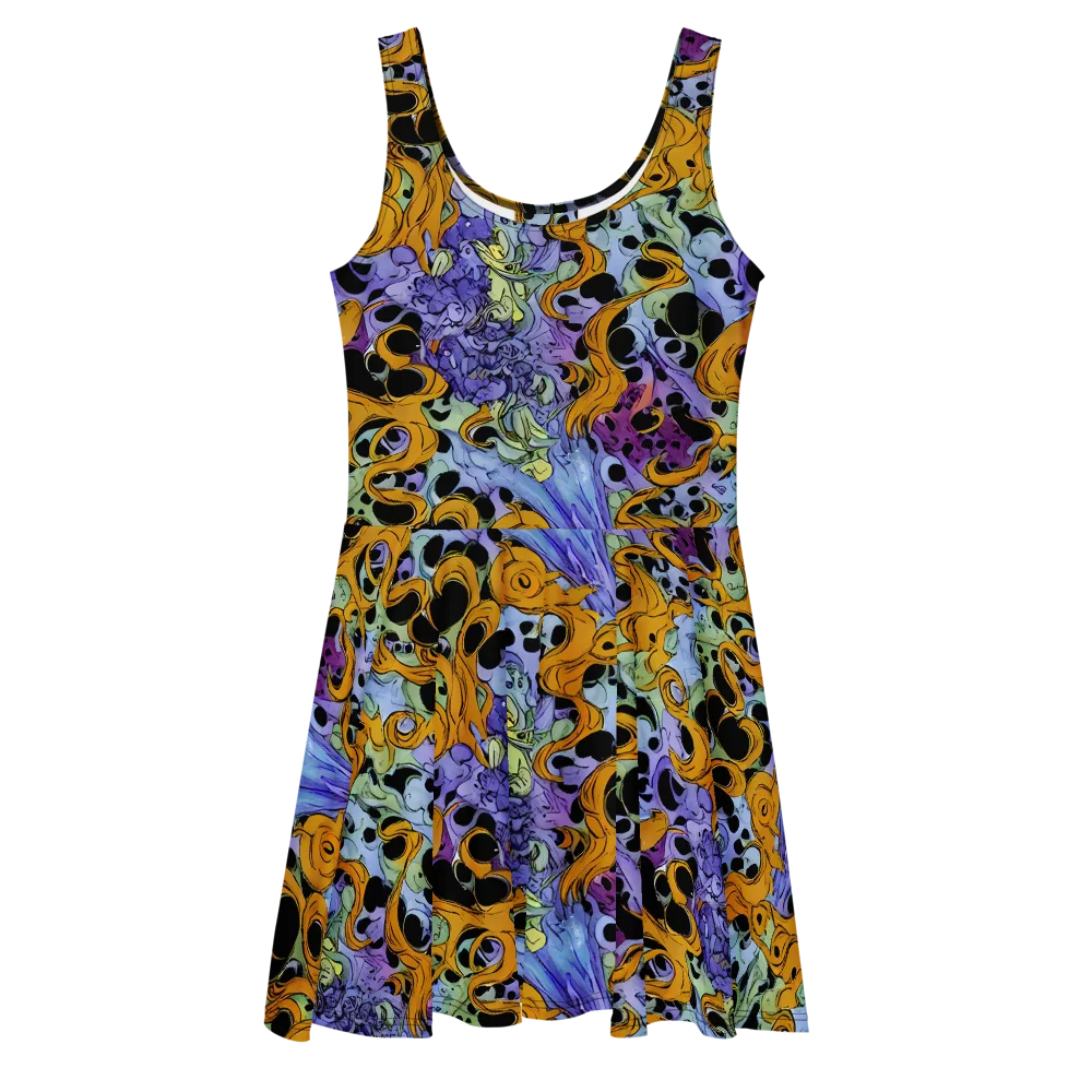 Orange Dreamscape on Skater Dress — Front