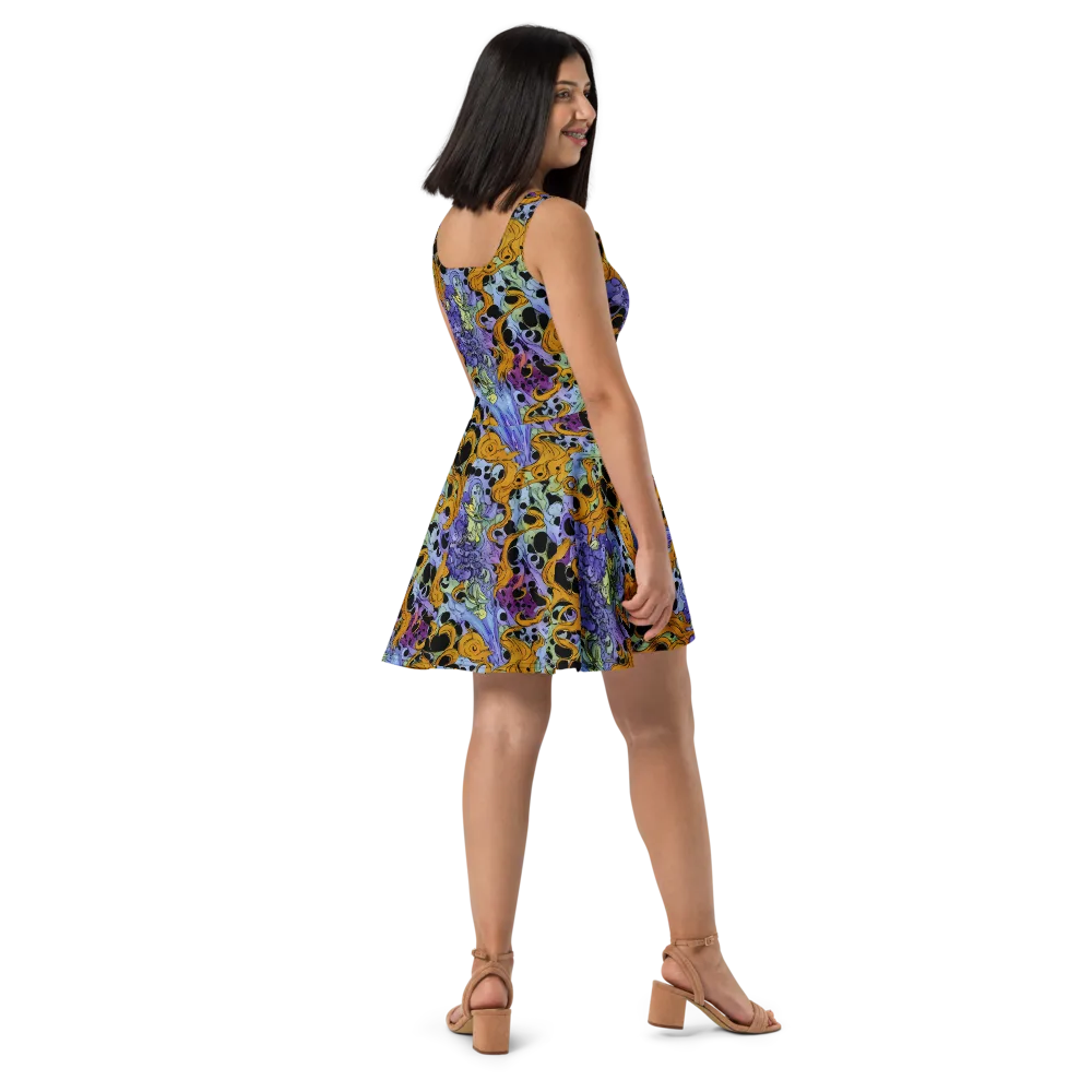 Orange Dreamscape on Skater Dress — Right