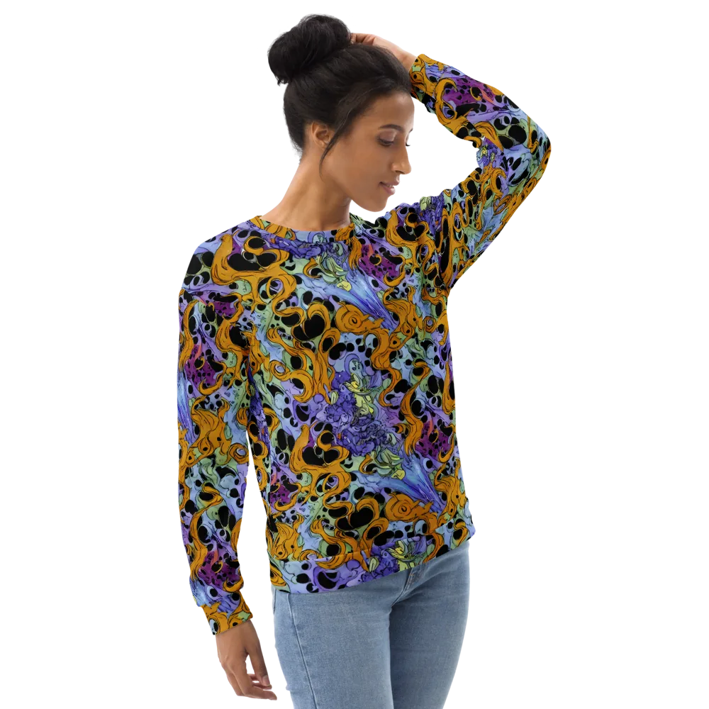 Orange Dreamscape on Sweatshirt — Right Front