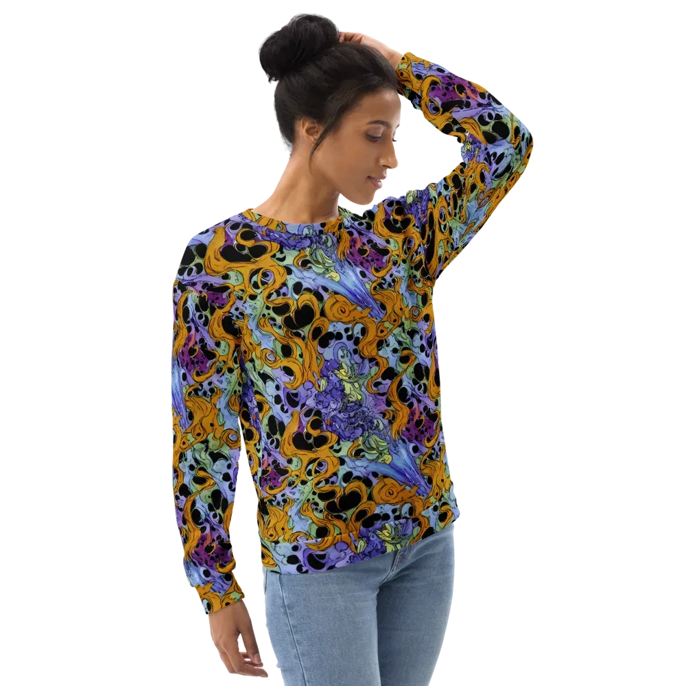 Orange Dreamscape on Sweatshirt — Right Front