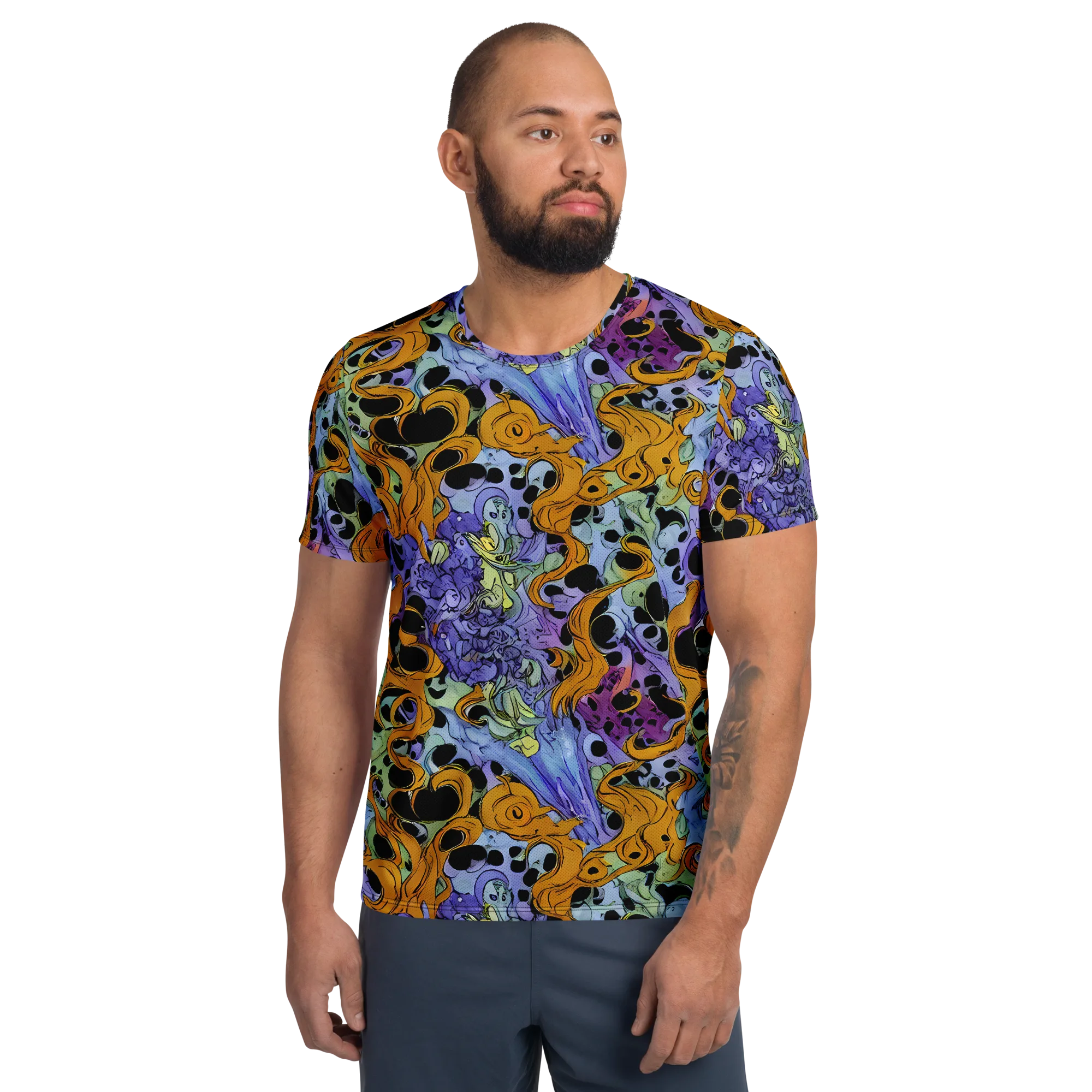Orange Dreamscape on Men's Athletic T-Shirt — Front