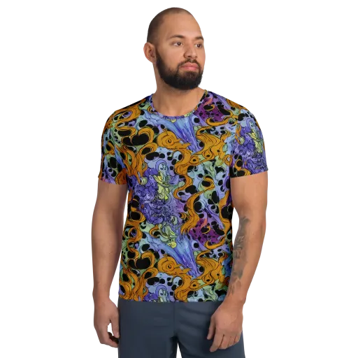 Orange Dreamscape on a Men's Athletic T-Shirt