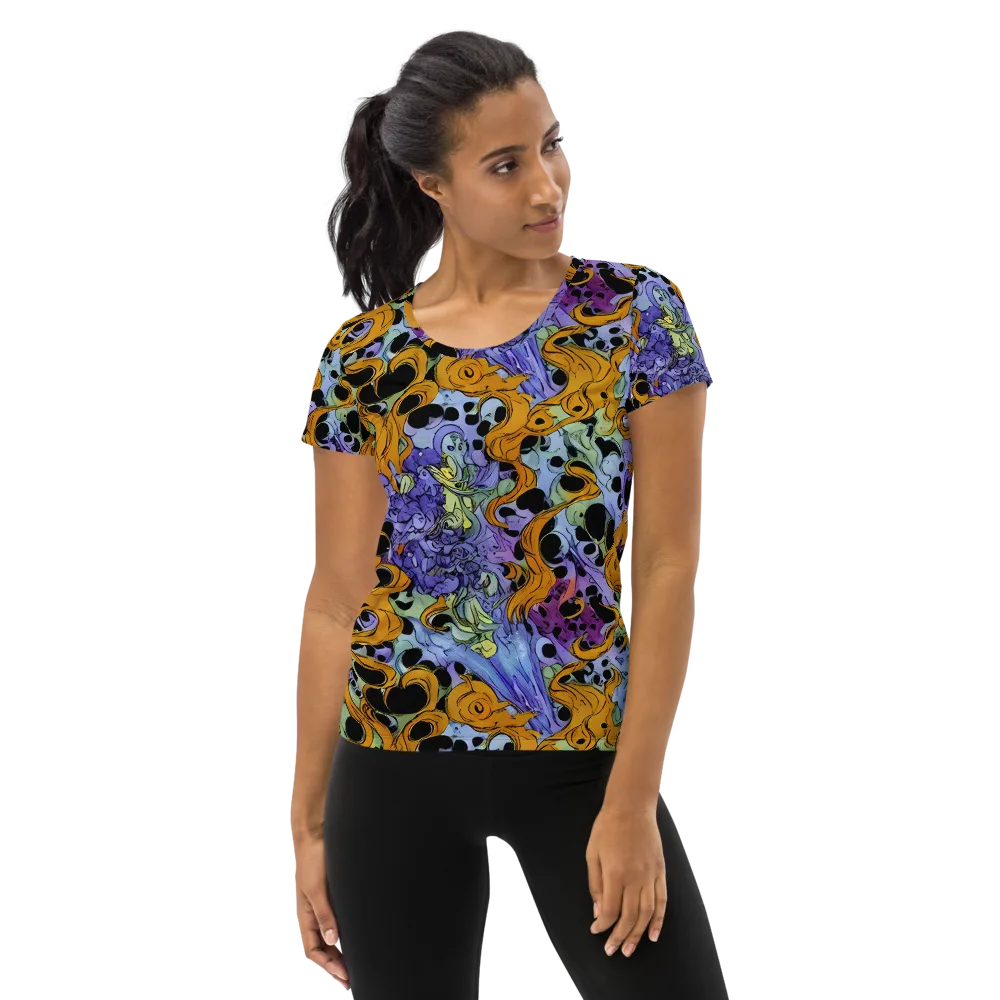 Orange Dreamscape on Women's Athletic T-Shirt — Front