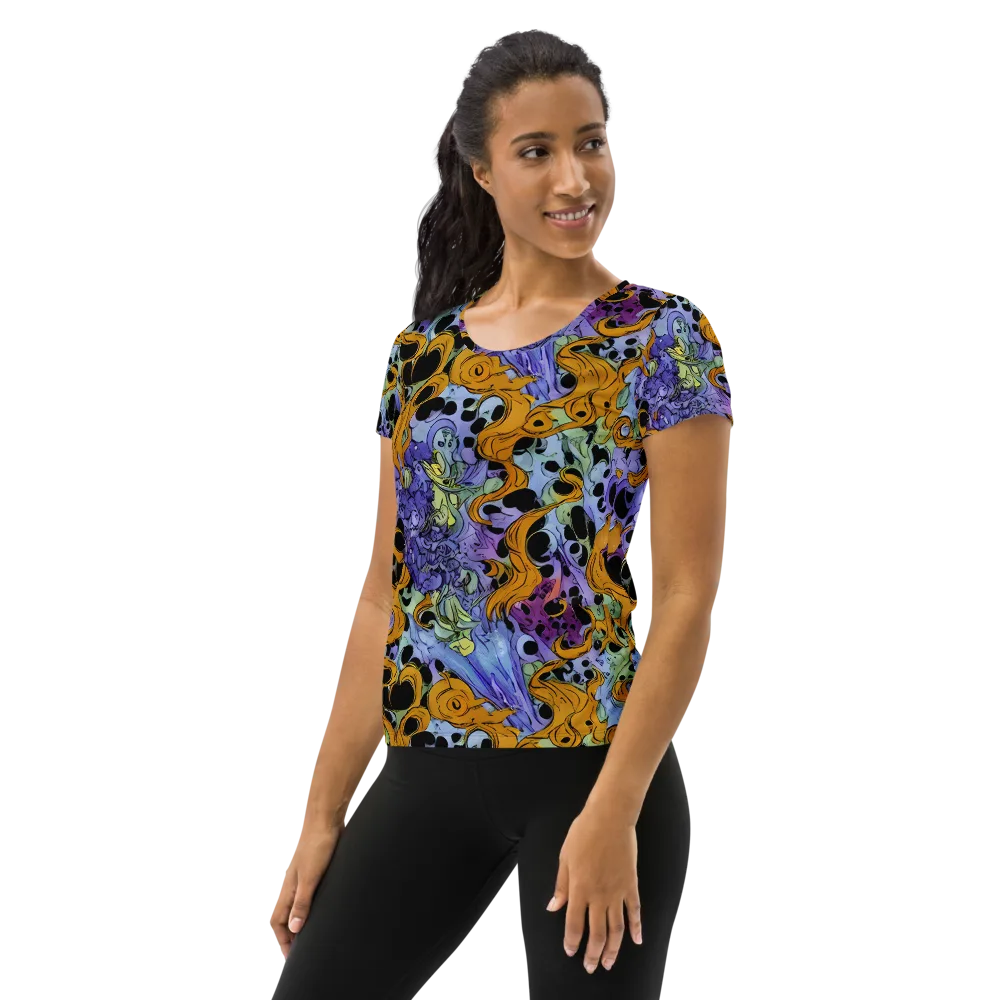 Orange Dreamscape on Women's Athletic T-Shirt — Left