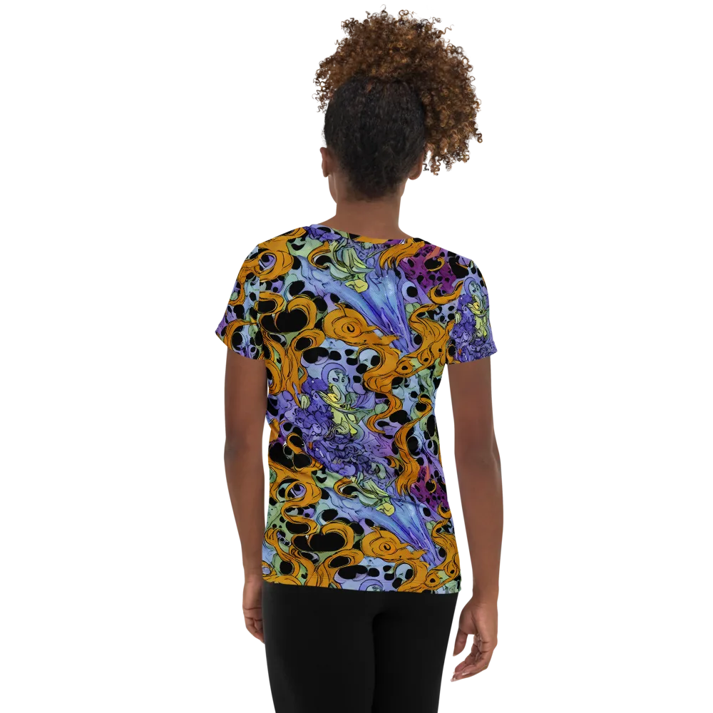 Orange Dreamscape on Women's Athletic T-Shirt — Back