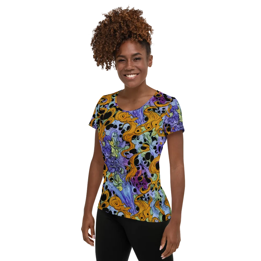 Orange Dreamscape on Women's Athletic T-Shirt — Left