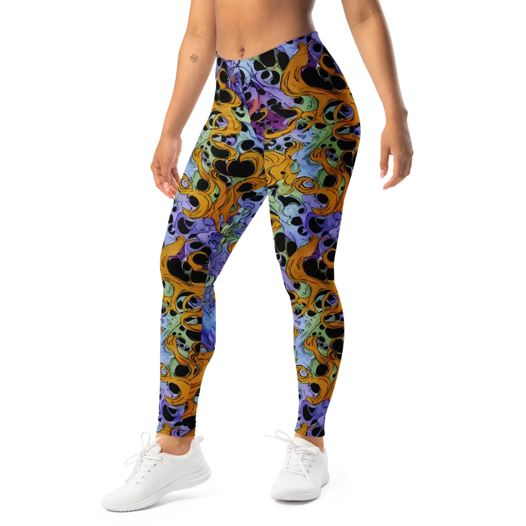 Orange Dreamscape on Leggings — Left Front