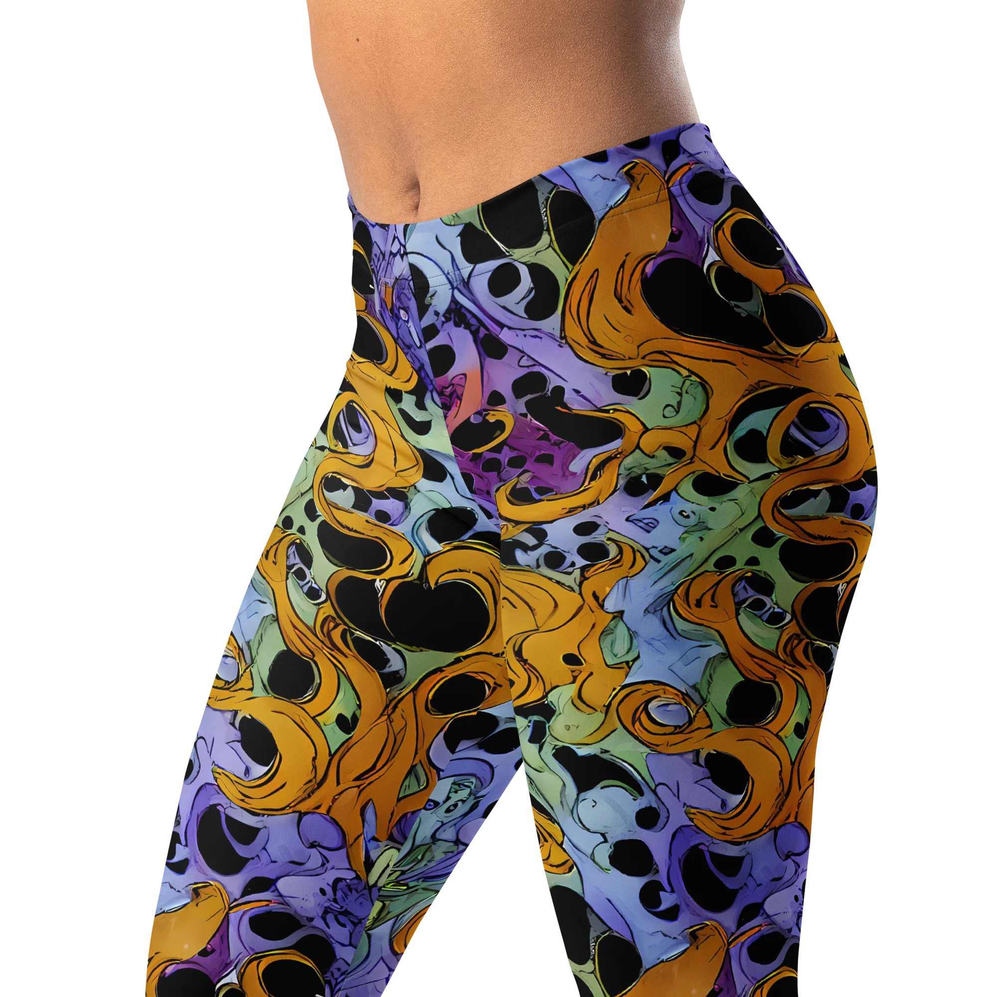 Orange Dreamscape on Leggings — Left Front
