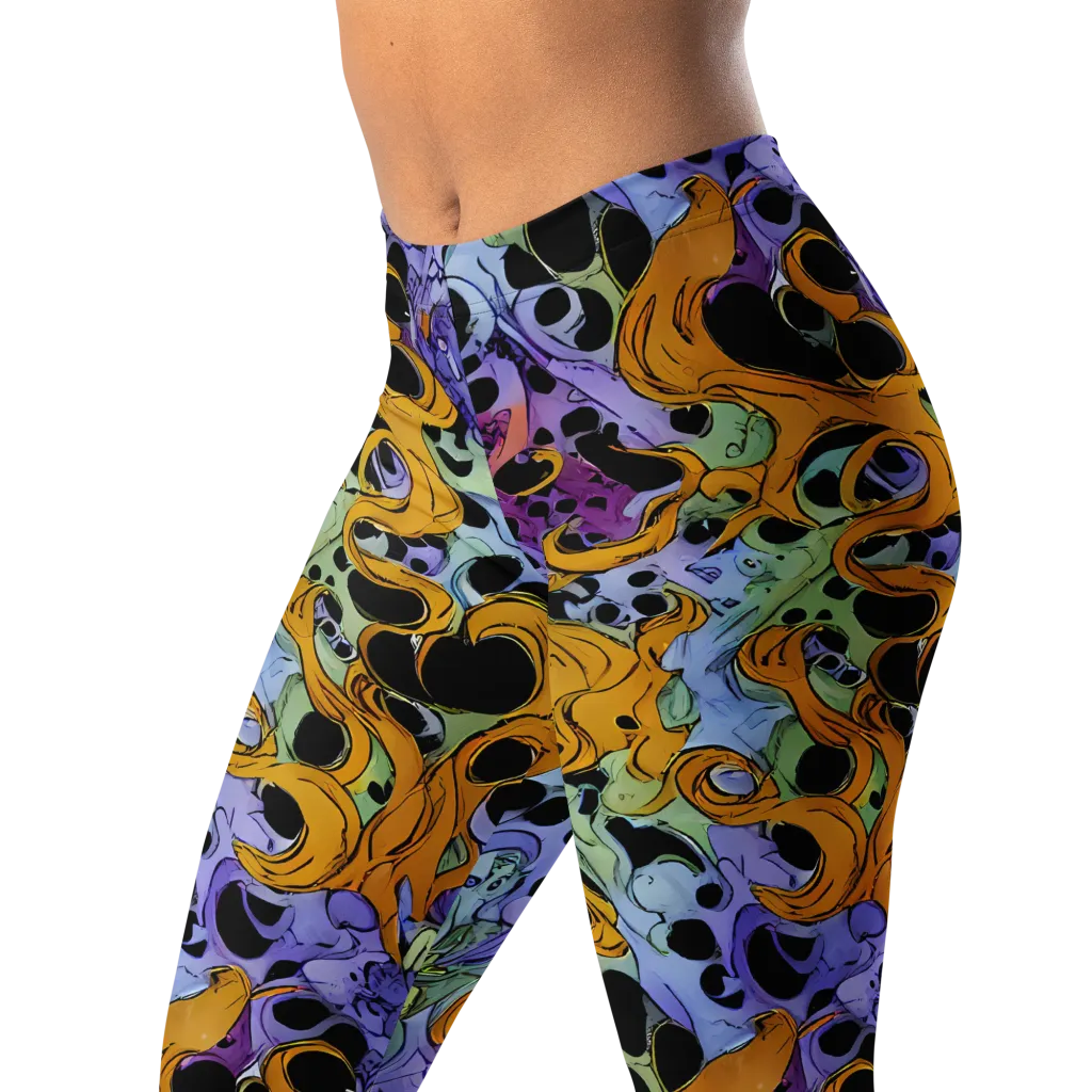 Orange Dreamscape on Leggings — Left Front