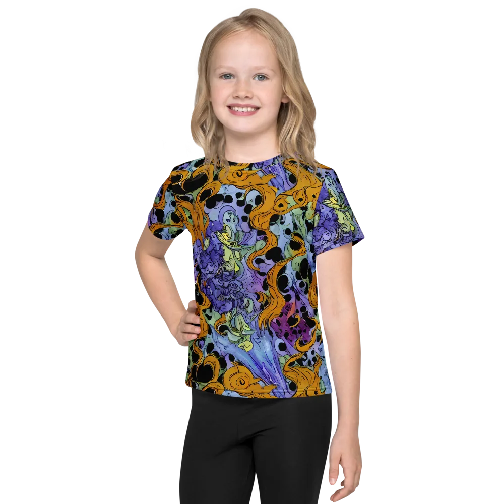 Orange Dreamscape on Kids Crew Neck T-Shirt — Front