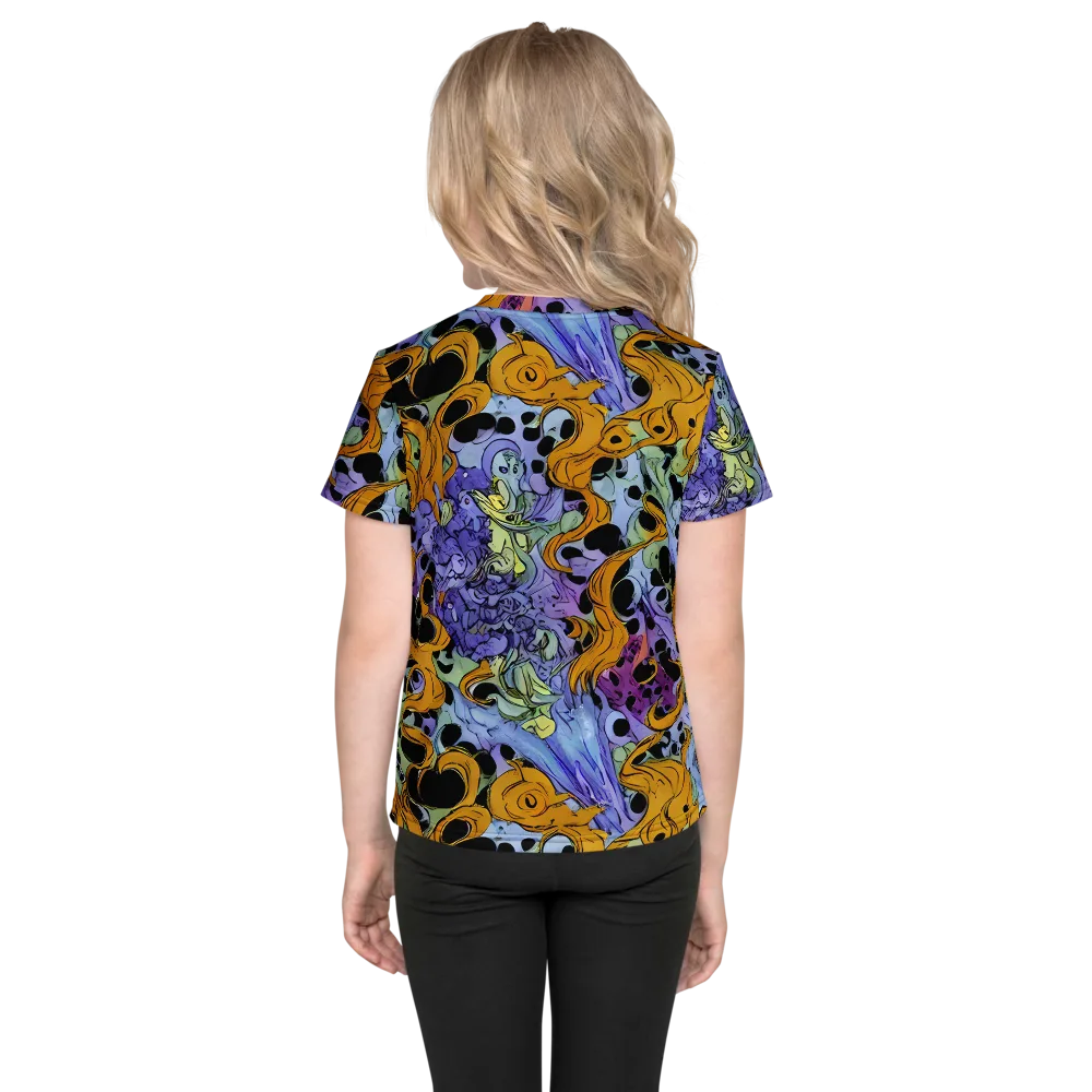 Orange Dreamscape on Kids Crew Neck T-Shirt — Back