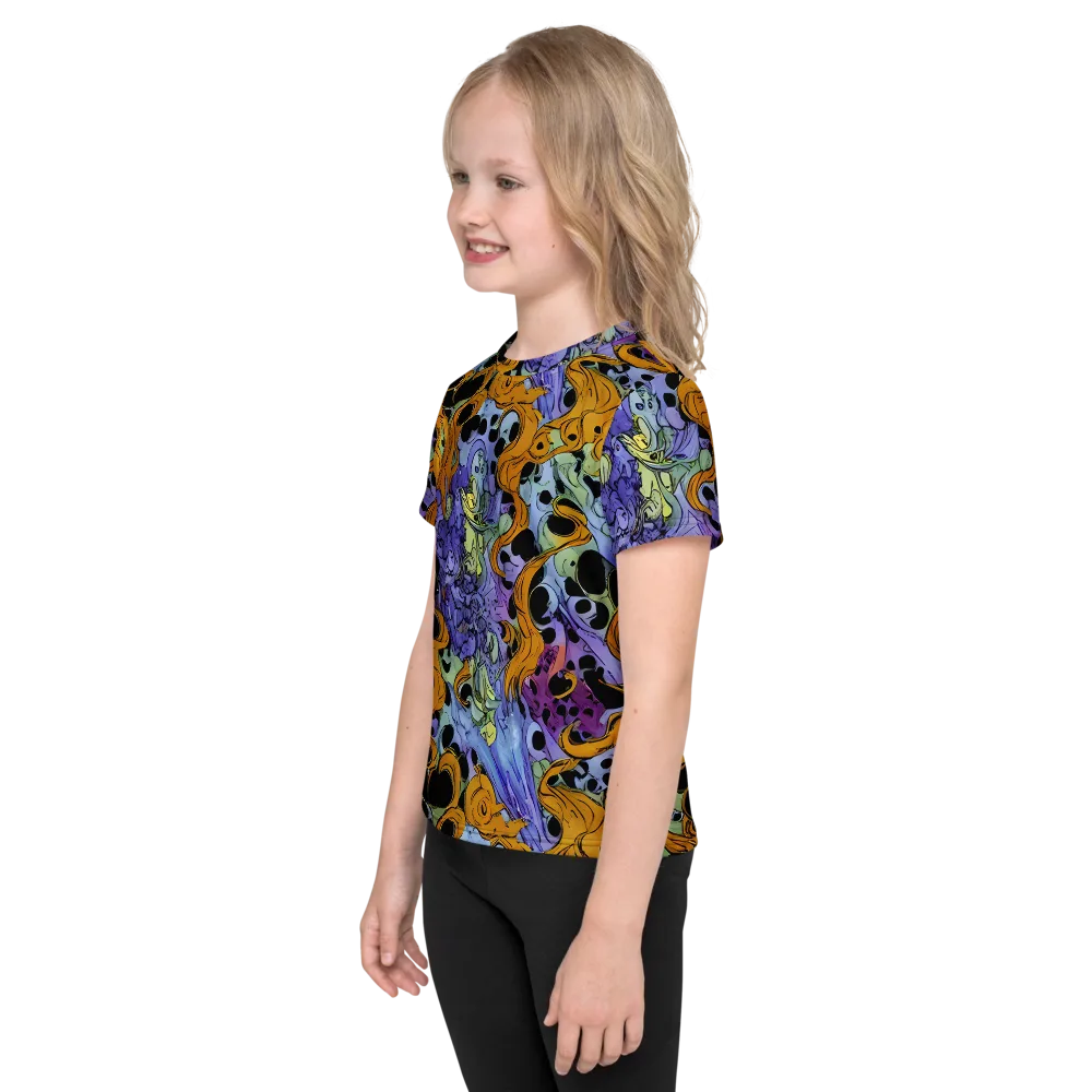 Orange Dreamscape on Kids Crew Neck T-Shirt — Left