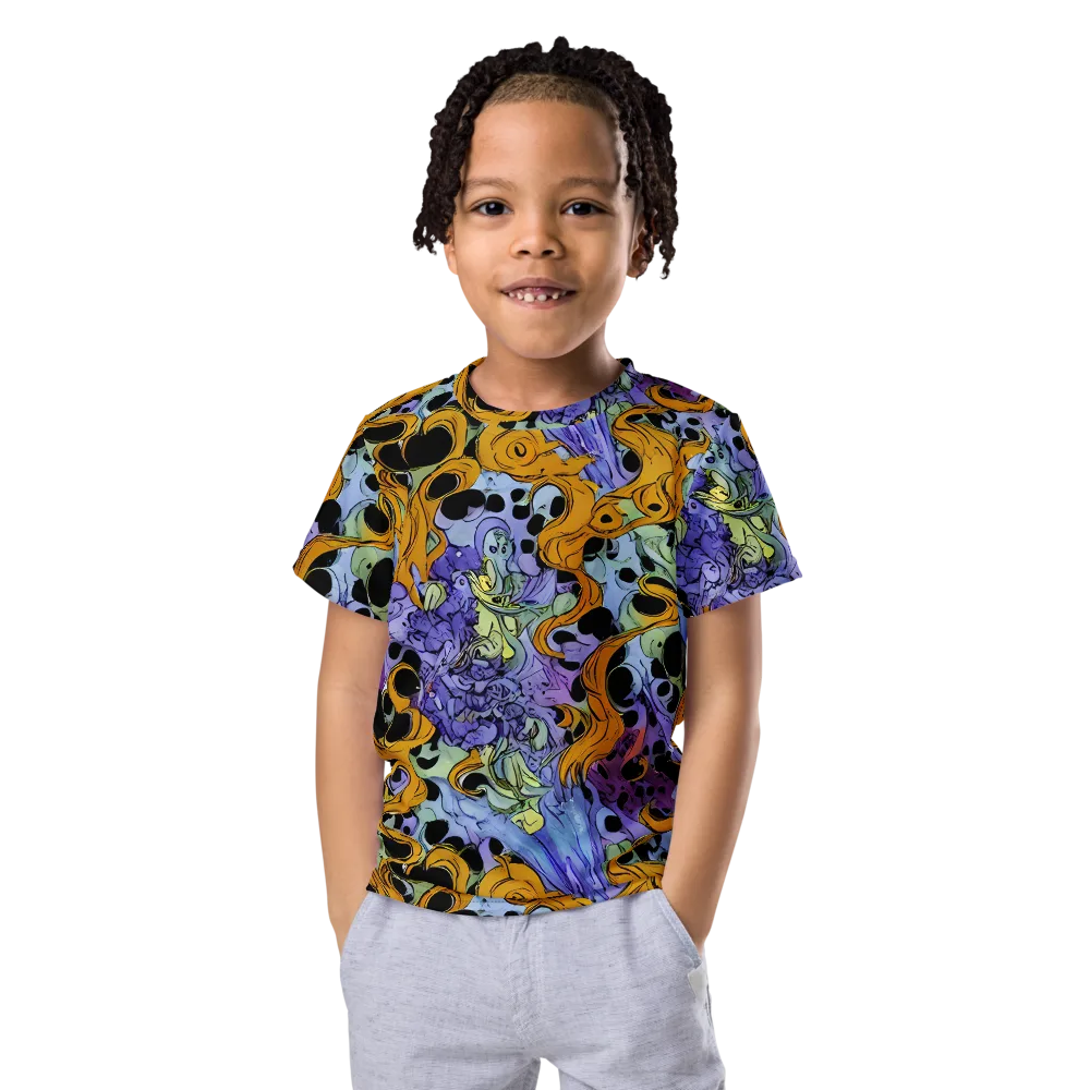 Orange Dreamscape on Kids Crew Neck T-Shirt — Front