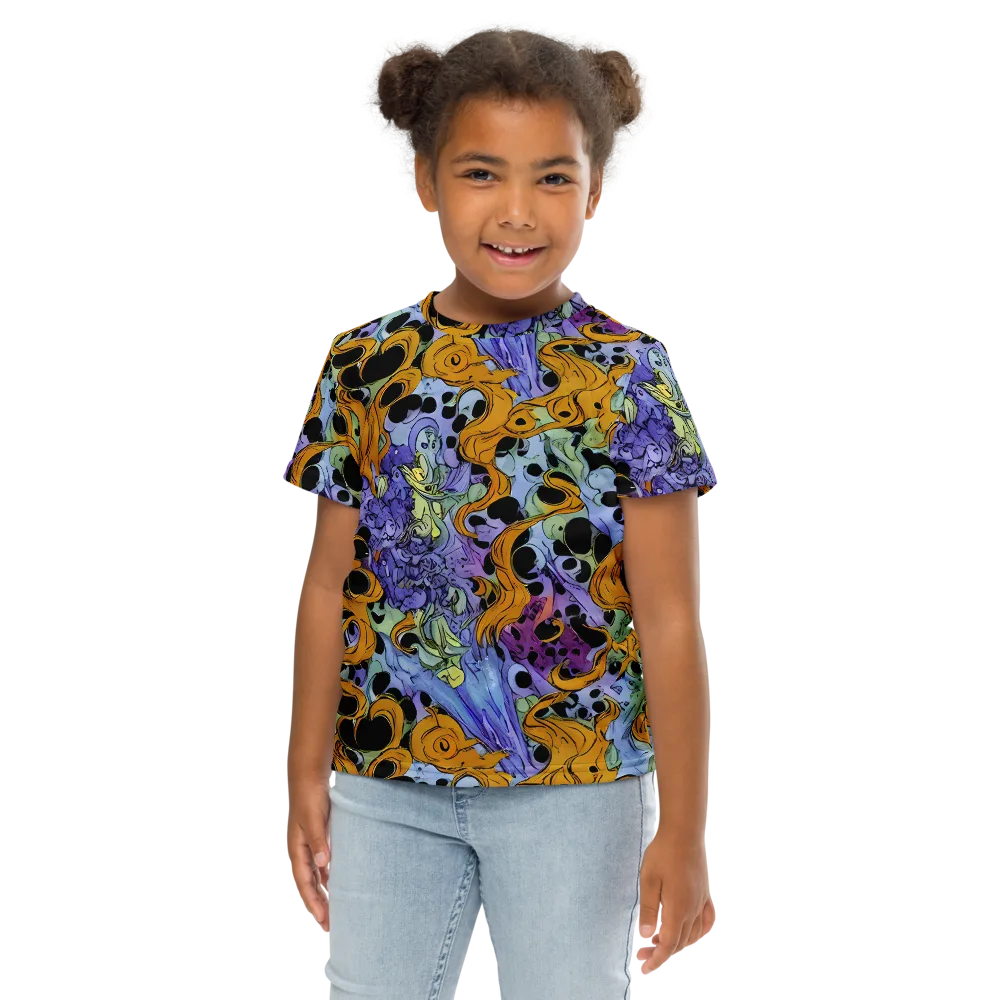 Orange Dreamscape on Kids Crew Neck T-Shirt — Front