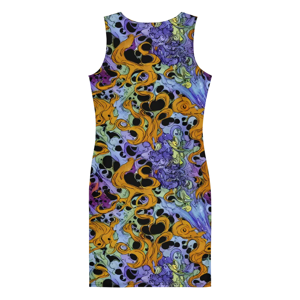 Orange Dreamscape on Bodycon Dress — Back